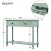 35.5" Wood Console Table with 2 Drawers and Bottom Open Shelf, Sofa Table End Table, Entryway Table for Living Room, Bedroom, Hallway, Easy Assembly (Retro Blue+Pine+w) view 2