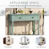 35.5" Wood Console Table with 2 Drawers and Bottom Open Shelf, Sofa Table End Table, Entryway Table for Living Room, Bedroom, Hallway, Easy Assembly (Retro Blue+Pine+w) view 4