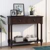 35.5" Wood Console Table with 2 Drawers and Bottom Open Shelf, Sofa Table End Table, Entryway Table for Living Room, Bedroom, Hallway, Easy Assembly (Espresso+Pine+w) view 1