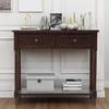 35.5" Wood Console Table with 2 Drawers and Bottom Open Shelf, Sofa Table End Table, Entryway Table for Living Room, Bedroom, Hallway, Easy Assembly (Espresso+Pine+w) view 3