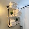 ROGMARS Industrial Pipe Shelving Bathroom Shelves with Towel Bar,3 Tier 24 inch Retro White Rustic Farmhouse Industrial Wall Shelf Bathroom Shelves Over Toilet for Storage view 2