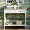 35.5" Wood Console Table with 2 Drawers and Bottom Open Shelf, Sofa Table End Table, Entryway Table for Living Room, Bedroom, Hallway, Easy Assembly (Lvory+Pine+w) view 1