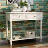 35.5" Wood Console Table with 2 Drawers and Bottom Open Shelf, Sofa Table End Table, Entryway Table for Living Room, Bedroom, Hallway, Easy Assembly (Lvory+Pine+w) view 3