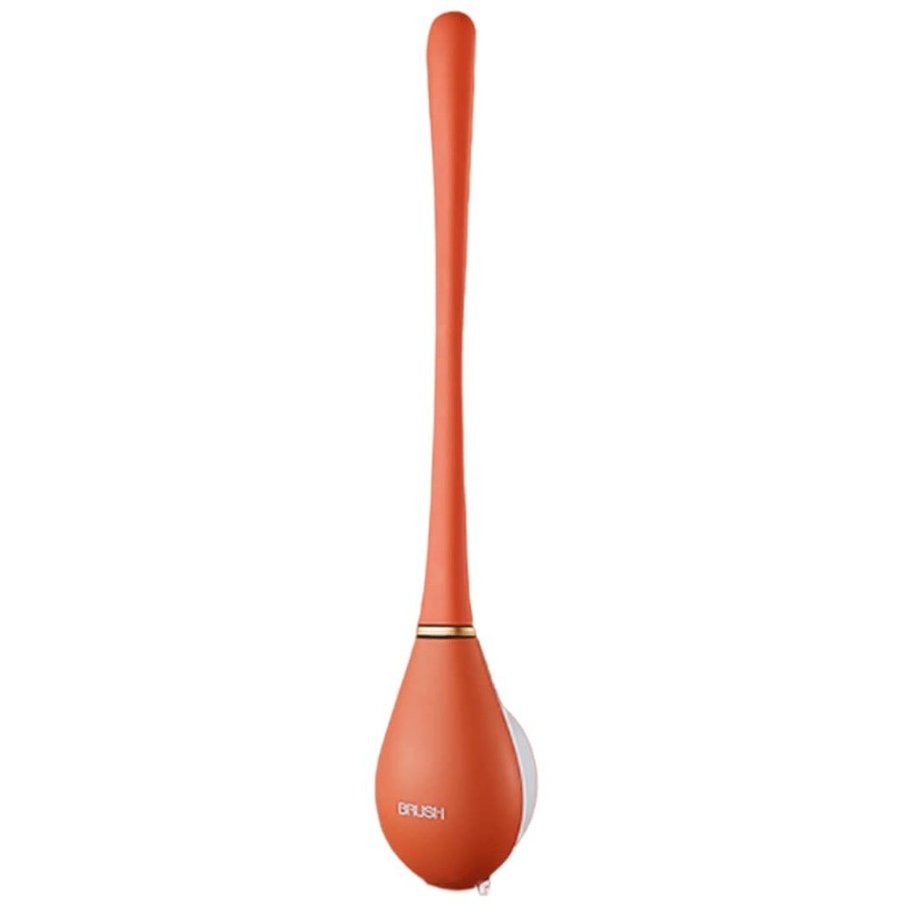 Toilet Brush Toilet Brush and HolderFlexible Toilet Bowl Brush Head with Silicone BristlesWall Toilet Wand Long Handle Toilet Scrub Brush Upgraded (Color : Orange)