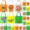 Tallew 24 Pack Safari Favor Bags with Handle Non Woven Jungle Animal Treat Goody Bags Lion Tiger Elephant Monkey Crocodile Giraffe Safari Birthday for Kids Party Baby Shower Decorations Supplies view 1