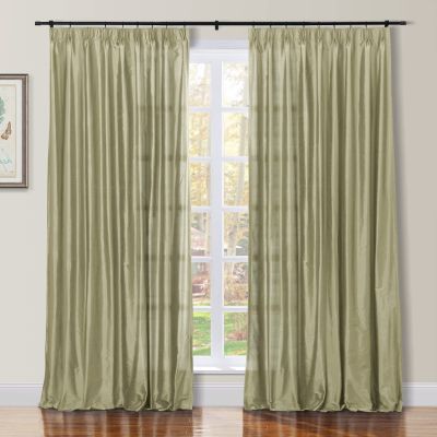 TWOPAGES Pebble Pinch Pleat Curtain 96 Inch Length Light Filtering Room Darkening Dupioni Silk Curtain for Bedroom, Double Layer Lined Curtain Window Treatment (1 Panel, W26 x L96)
