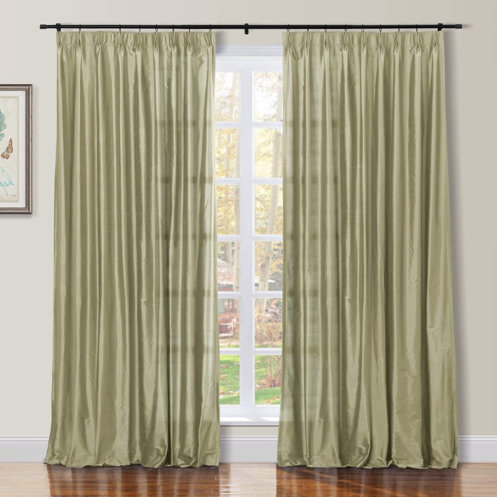 TWOPAGES Pebble Pinch Pleat Curtain 96 Inch Length Light Filtering Room Darkening Dupioni Silk Curtain for Bedroom, Double Layer Lined Curtain Window Treatment (1 Panel, W26 x L96)