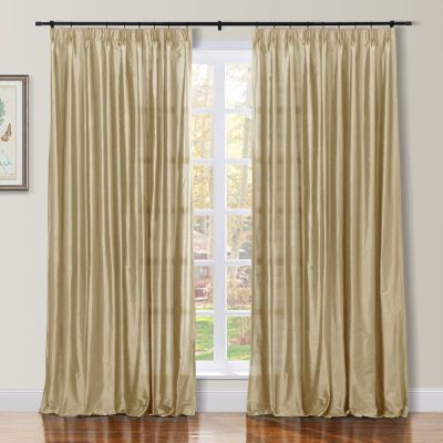 TWOPAGES Biscuit Pinch Pleat Curtain 96 Inch Length Light Filtering Room Darkening Dupioni Silk Curtain for Bedroom, Double Layer Lined Curtain Window Treatment (1 Panel, W26 x L96)