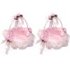EESLL 2PCS Lace Ribbon Romance Wedding Flower Basket Flower Girl Basket,Woven Storage Basket,Decorative Flower Basket ,Pink Flower Girl Basket (CS2011THTNRO17TPXN7) view 1