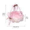 EESLL 2PCS Lace Ribbon Romance Wedding Flower Basket Flower Girl Basket,Woven Storage Basket,Decorative Flower Basket ,Pink Flower Girl Basket (CS2011THTNRO17TPXN7) view 4
