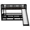 Harper & Bright Designs Low Bunk Beds Twin Over Twin, Kids Bunk Bed with Slide, Fence and Ladder, Wood Toddler Bunk Beds for Girls Boys, Espresso view 4