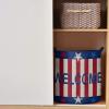 Collapsible Laundry Basket - 16.5 x 17 In 4th of July Storage Bin Laundry Hamper with Handles, Welcome American Flag Red Striped Independence Day Waterproof Clothes Baskets for Bedroom/Kids Room view 2