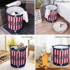 Collapsible Laundry Basket - 16.5 x 17 In 4th of July Storage Bin Laundry Hamper with Handles, Welcome American Flag Red Striped Independence Day Waterproof Clothes Baskets for Bedroom/Kids Room view 4