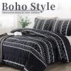 CCUNSZI Black Geometric Boho Duvet Cover Set,Twin,Queen,King,California King,Microfiber Soft Breathable Durable Soft, 1 Duvet Cover with Zipper Ties & 2 Pillowcase,Black,California King view 2