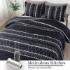 CCUNSZI Black Geometric Boho Duvet Cover Set,Twin,Queen,King,California King,Microfiber Soft Breathable Durable Soft, 1 Duvet Cover with Zipper Ties & 2 Pillowcase,Black,California King view 4