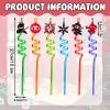 24 Pcs Ninja Drinking Straws for Kids Reusable Samurai Ninja Throw Stars Plastic Straws for Juice Milk Drinks Birthday Party Supplies view 2