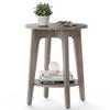 VASAGLE MAEZO Collection - Side Table, 2-Tier Small Round End Table, Nightstand with Tapered Legs, Curved Transitions, for Small Spaces, Living Room, Bedroom, Heather Greige ULET283T02 view 1