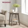 VASAGLE MAEZO Collection - Side Table, 2-Tier Small Round End Table, Nightstand with Tapered Legs, Curved Transitions, for Small Spaces, Living Room, Bedroom, Heather Greige ULET283T02 view 2