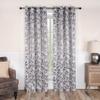 Superior Blackout Curtains, Room Darkening Window Accent for Bedroom, Sun Blocking, Thermal, Modern Bohemian Curtains, Leaves Collection, Set of 2 Panels, Grommet- 52 in x 120 in, Grey view 1