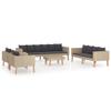 SKM 5 Piece Patio Lounge Set with Cushions Poly Rattan Beige view 2