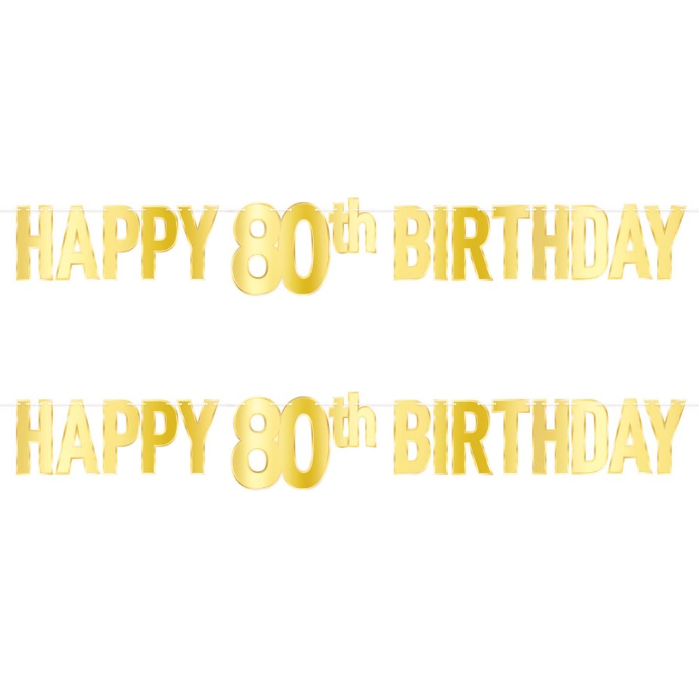 Beistle 2 Piece Foil Cardstock Paper Happy 80th Birthday Party Banners Hanging Dcor