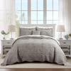 BYTIDE Quilt Bedspread Oversized Queen 4 Piece Bedding Set 110" x 120" Elegant Antique Classy Damask Embroidery with Scallop Edges, Ultra Soft Lightweight Coverlet, Gray view 1