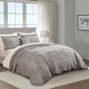BYTIDE Quilt Bedspread Oversized Queen 4 Piece Bedding Set 110" x 120" Elegant Antique Classy Damask Embroidery with Scallop Edges, Ultra Soft Lightweight Coverlet, Gray view 2