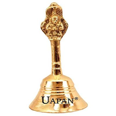 Indian Brass Pooja Bell (5 inch_Nagpari, Gold) by Indian Collectible