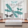 Ambesonne Dragonfly Long Kitchen Curtains, Ornamental Dragonfly with Lace and Damask Effects Image, Two Panels Drapes with Rod Pocket Room Decor, 55" x 45", Black Turquoise view 2
