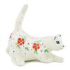 Polmedia Polish Pottery Cat Figurine - Pop of Poppy Pattern Handmade in Boleslawiec Poland by Ceramika Artystyczna + Certificate of Authenticity view 3
