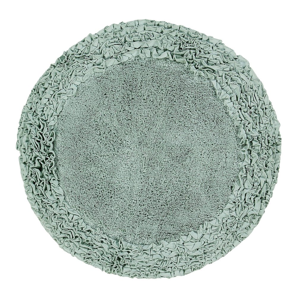 Better Trends Premium Bathroom 30 Round Mat 100% Cotton, Water Absorbent Non-Slip Backing, Machine Washable for Bathroom, Tub, and Shower Use, Sage Shaggy Border Collection