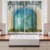Ambesonne Mystic Long Kitchen Curtains, Magic Curved Door in The Forest Mystic Mysterious Surreal Nature World Print, Two Panels Drapes with Rod Pocket Room Decor, 55" x 45", Beige Blue view 2