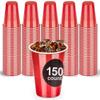 DecorRack 150 Count Red Party Cups, 16 oz BPA Free Plastic Cups, Perfect for Birthday, Picnic, Indoor and Outdoor Event, Stackable, Reusable, Disposable Round Beverage Drinking Cups (Red,150 Pack) view 1