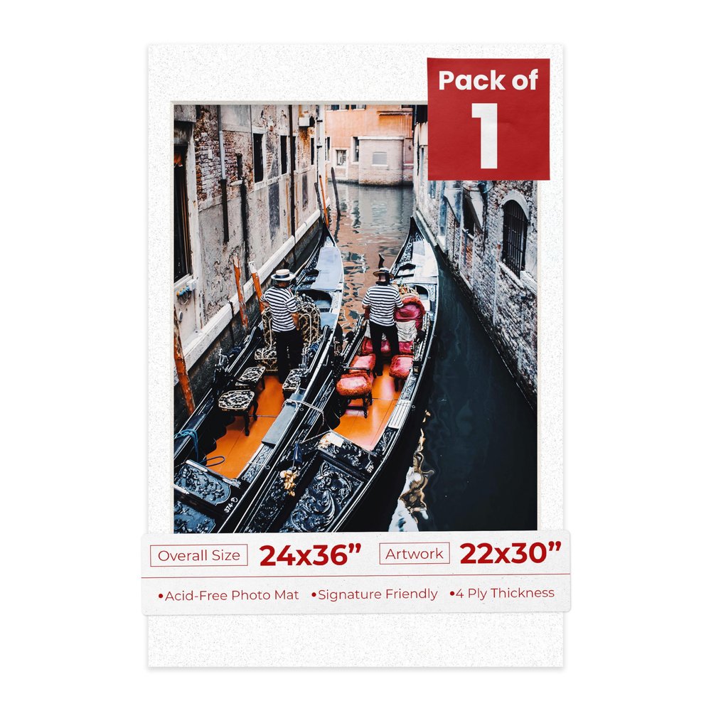 Poster Palooza 24x36 Mat Bevel Cut for 22x30 Photos - Acid Free Oyster Shell White Precut Matboard - For Pictures, Photos, Framing - 4-ply Thickness