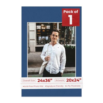 Poster Palooza 24x36 Mat Bevel Cut for 20x24 Photos - Acid Free Bottle Blue Precut Matboard - For Pictures, Photos, Framing - 4-ply Thickness