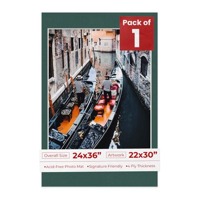 Poster Palooza 24x36 Mat Bevel Cut for 22x30 Photos - Acid Free Forest Green Precut Matboard - For Pictures, Photos, Framing - 4-ply Thickness