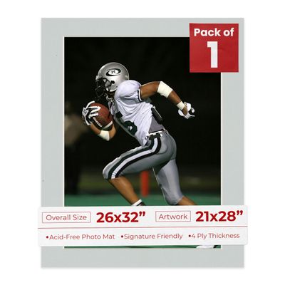 Poster Palooza 26x32 Mat Bevel Cut for 21x28 Photos - Acid Free Grey Precut Matboard - For Pictures, Photos, Framing - 4-ply Thickness