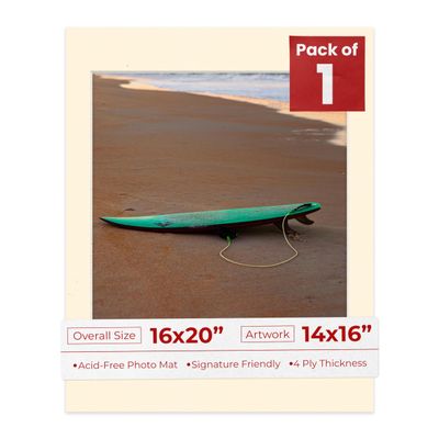 Poster Palooza 16x20 Mat Bevel Cut for 14x16 Photos - Acid Free Cream Precut Matboard - For Pictures, Photos, Framing - 4-ply Thickness