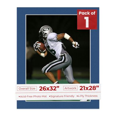 Poster Palooza 26x32 Mat Bevel Cut for 21x28 Photos - Acid Free Bottle Blue Precut Matboard - For Pictures, Photos, Framing - 4-ply Thickness