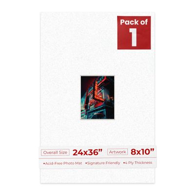 Poster Palooza 24x36 Mat Bevel Cut for 8x10 Photos - Acid Free Oyster Shell White Precut Matboard - For Pictures, Photos, Framing - 4-ply Thickness