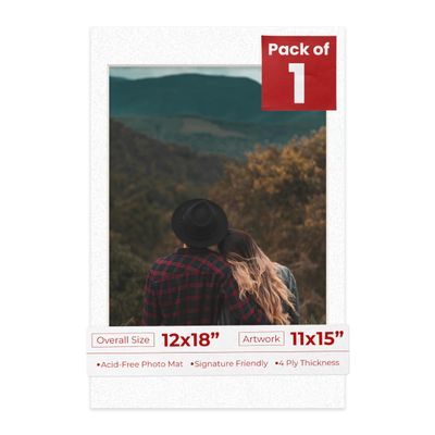 Poster Palooza 12x18 Mat Bevel Cut for 11x15 Photos - Acid Free Oyster Shell White Precut Matboard - For Pictures, Photos, Framing - 4-ply Thickness