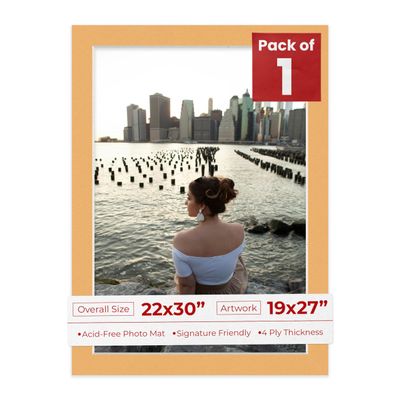 Poster Palooza 22x30 Mat Bevel Cut for 19x27 Photos - Acid Free Topaz Orange Precut Matboard - For Pictures, Photos, Framing - 4-ply Thickness
