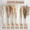 110 PCS Dried Pampas Grass Bouquet, Boho Table Decor, Bunny Tails Dried Flowers, Brown Pompas, White Pampas Grass for Wedding, Home, Rustic Party, Baby Shower Decorations view 3
