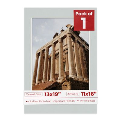 Poster Palooza 13x19 Mat Bevel Cut for 11x16 Photos - Acid Free Grey Precut Matboard - For Pictures, Photos, Framing - 4-ply Thickness