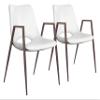 Zuo Desi Dining Chair (Set of 2) White & Walnut, White Dining Chair, Plush and Durable Faux Leather Fabric, Plywood, Indoor Dining, 21.7" W x 23.2" D x 32.5" H view 1