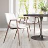 Zuo Desi Dining Chair (Set of 2) White & Walnut, White Dining Chair, Plush and Durable Faux Leather Fabric, Plywood, Indoor Dining, 21.7" W x 23.2" D x 32.5" H view 2