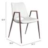Zuo Desi Dining Chair (Set of 2) White & Walnut, White Dining Chair, Plush and Durable Faux Leather Fabric, Plywood, Indoor Dining, 21.7" W x 23.2" D x 32.5" H view 3
