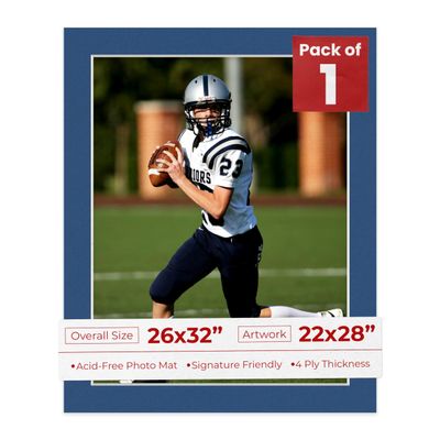 Poster Palooza 26x32 Mat Bevel Cut for 22x28 Photos - Acid Free Bottle Blue Precut Matboard - for Pictures, Photos, Framing - 4-ply Thickness