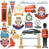 N/A/A /A 76 Queen's Jubilee Decorations Stickers, PVC Stickers Decorations Decals, Union Jack British Patriotic Decoration for 2022 70th Queen Jubilee view 1