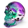 FZBHRO Crystal Skull Head Statues Clear Skull Figurines K9 Glass Skull Gemstone Halloween Decor Gifts for Women Plating Green Purple 2.8" view 1